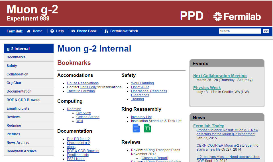 Moun g-2 internal website